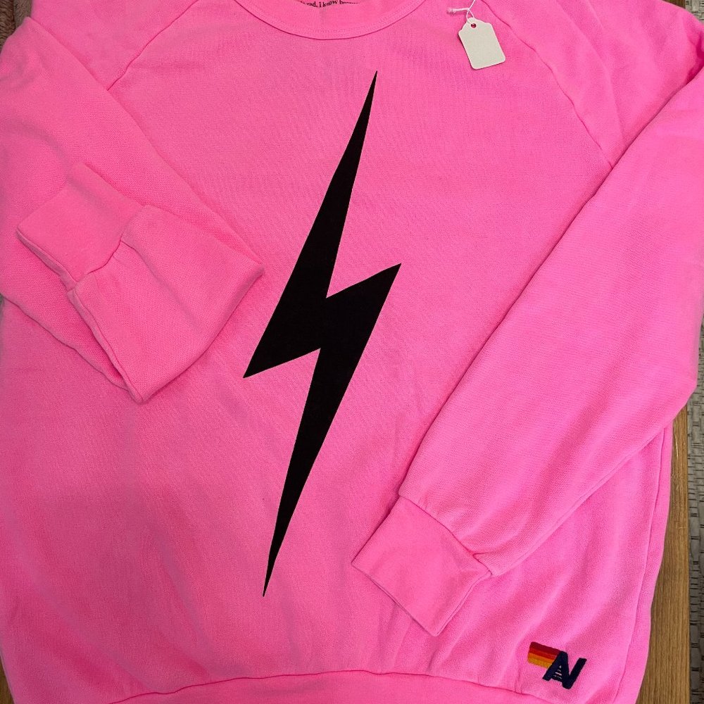 Aviator Nation pink bolt crew neck -NWT size S